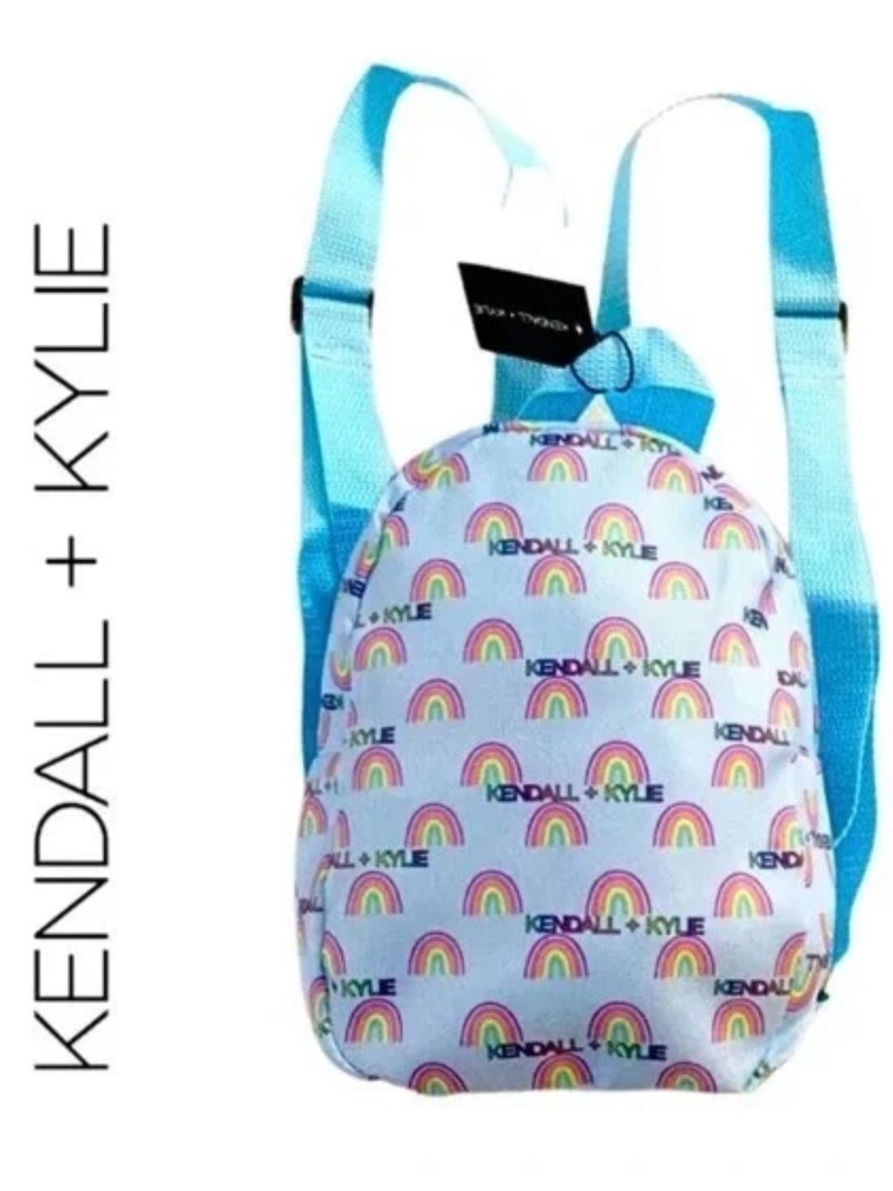 KENDALL +  KYLIE LIGHT BLUE MINI BACKPACK with RAINBOW PRINT